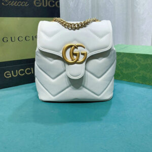 Gucci GG Marmont White Leather Backpack BB6196PO