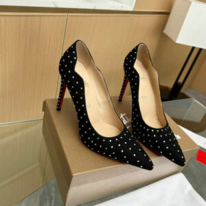 Christian Louboutin Hot Chick Suede Pumps Dupe in black.