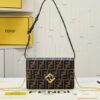 Fendi FF Diamonds Wallet On Chain in Brown Leather with Gold Accents and Adjustable Straps