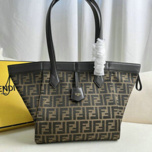 Fendi Origami Mini Bag in Brown FF Jacquard Fabric with Transformable Design