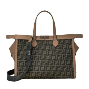 Fendi Imitation Peekaboo Forty8 Brown Bag with FF Jacquard Fabric