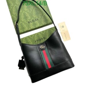 Knockoff Gucci Ophidia Small Black Leather Shoulder Bag with Web Stripes and Gold Hardware