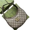 Gucci Ophidia super mini shoulder bag dupe, beige and ebony GG canvas, brown leather accents