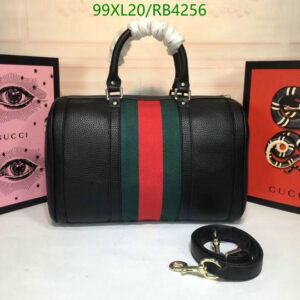 Gucci Leather Web Band Bowling Bag – Black Cowhide RB4256